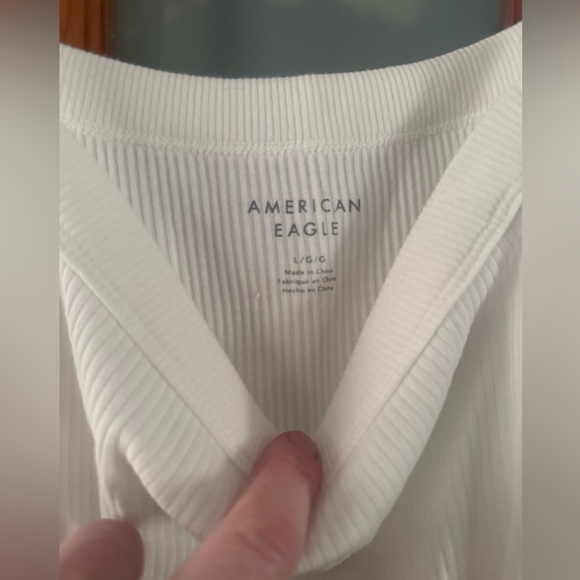 American Eagle Outfitters Cream Ribbed Top - Picture 3 of 3